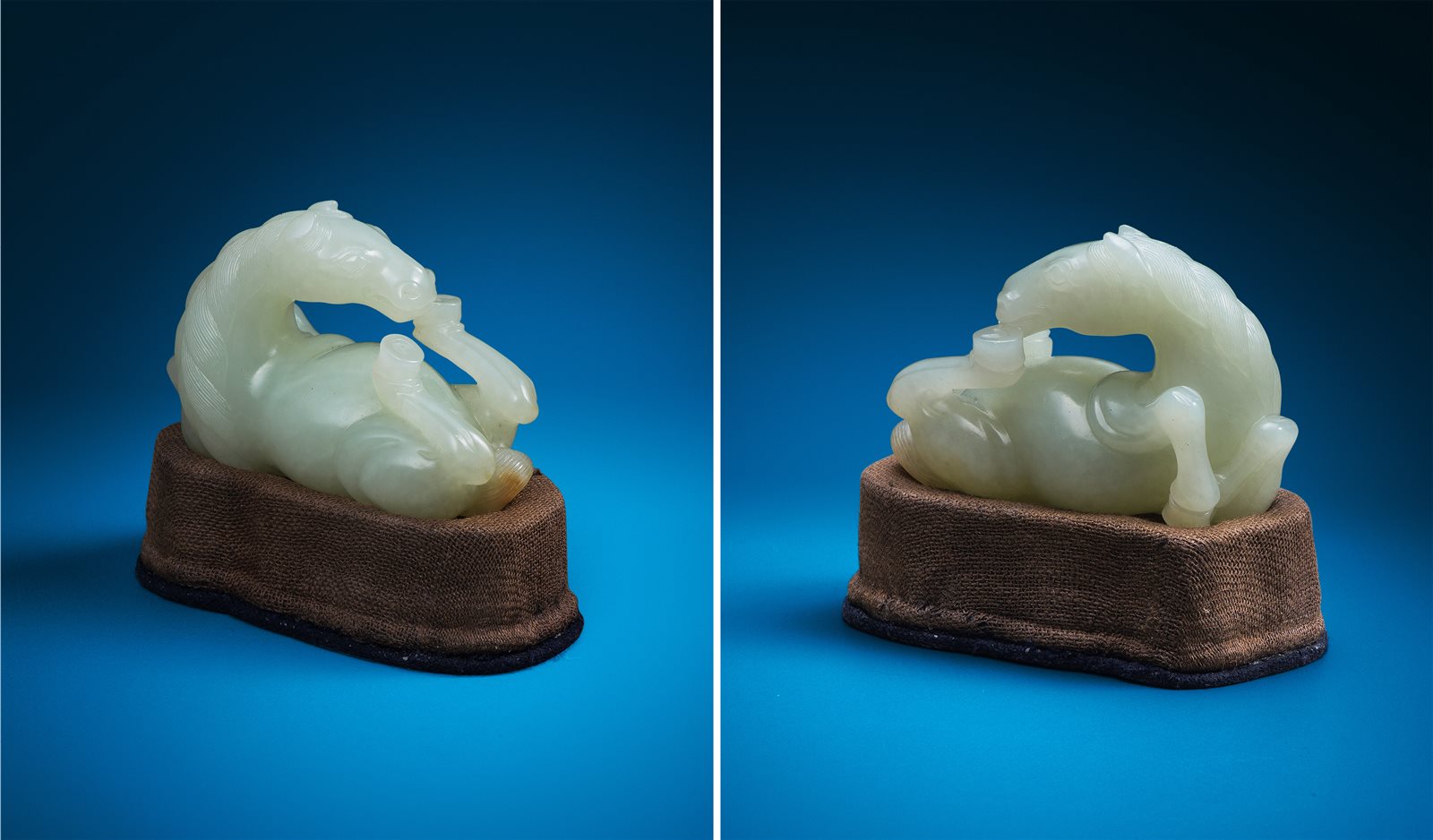 青白玉雕滚马镇纸