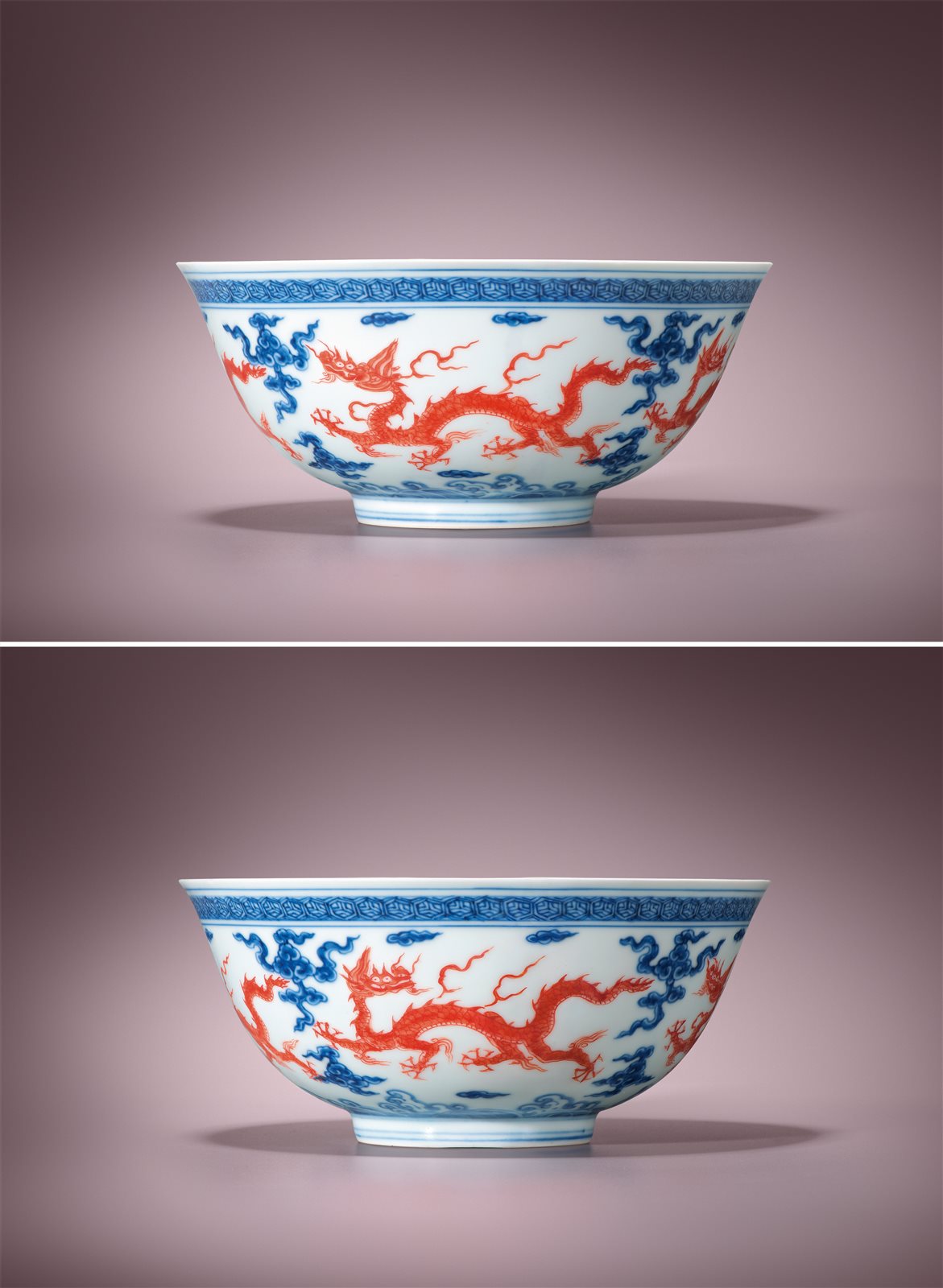青花矾红云龙纹宫碗