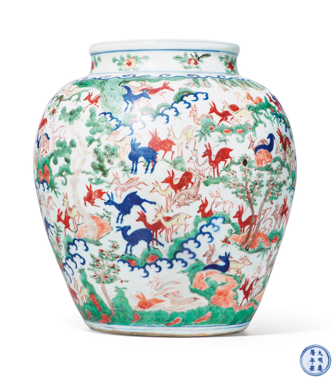 青花五彩百鹿尊