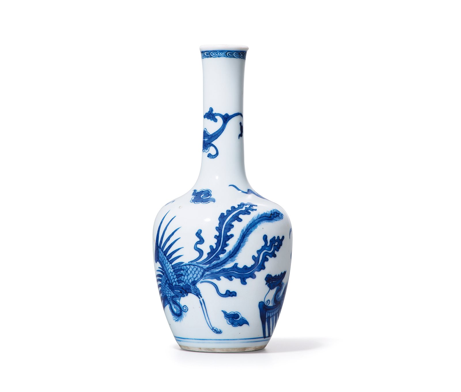 青花双凤纹长颈瓶