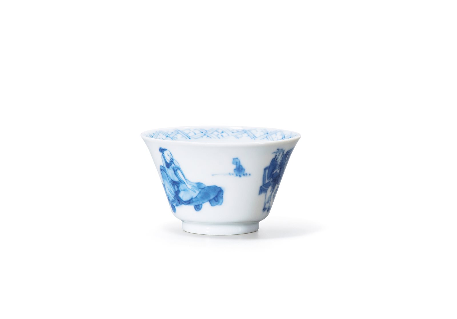 青花人物故事图小杯