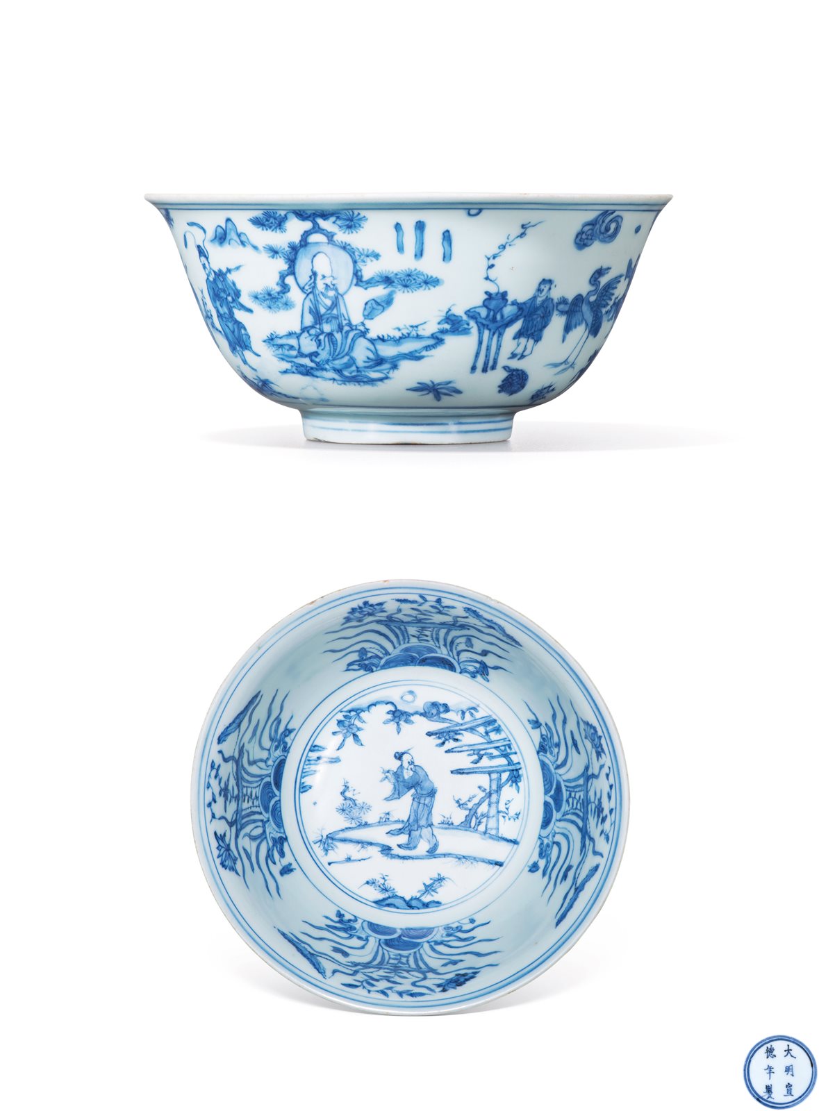 青花群仙庆寿图碗