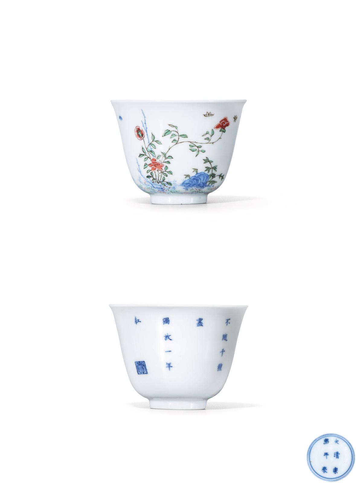 五彩月季花花神杯