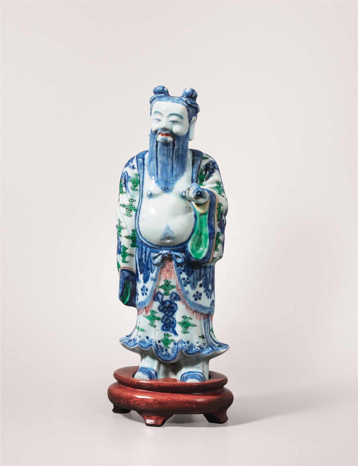 青花五彩汉钟离瓷塑像