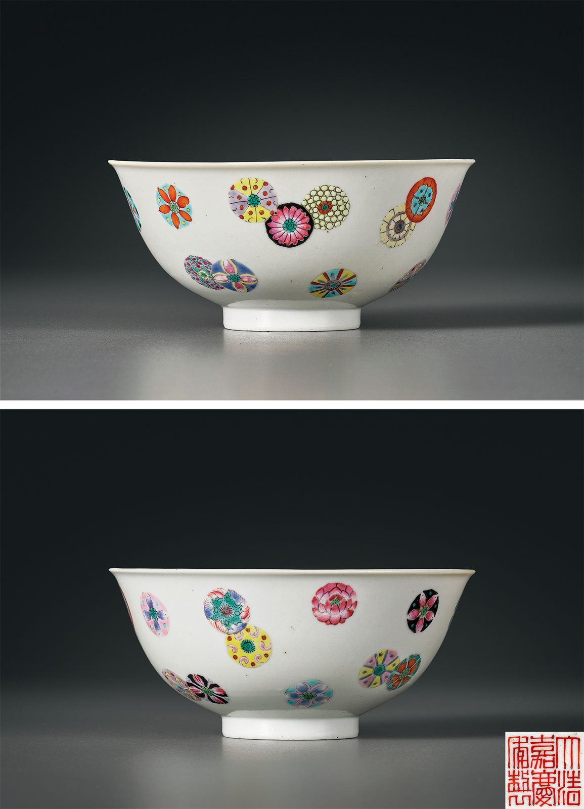 粉彩皮球花碗