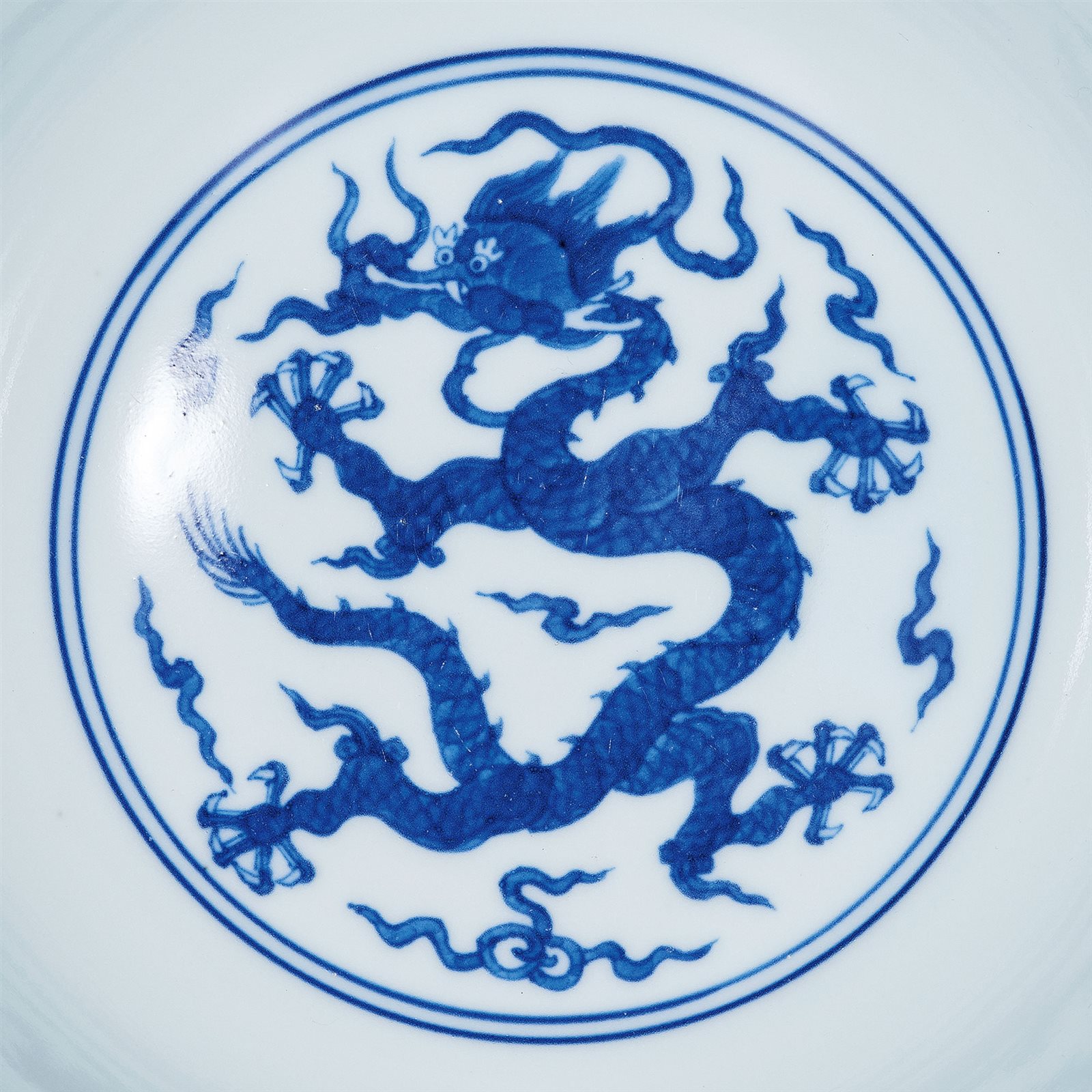 青花云龙纹束腰碗一对