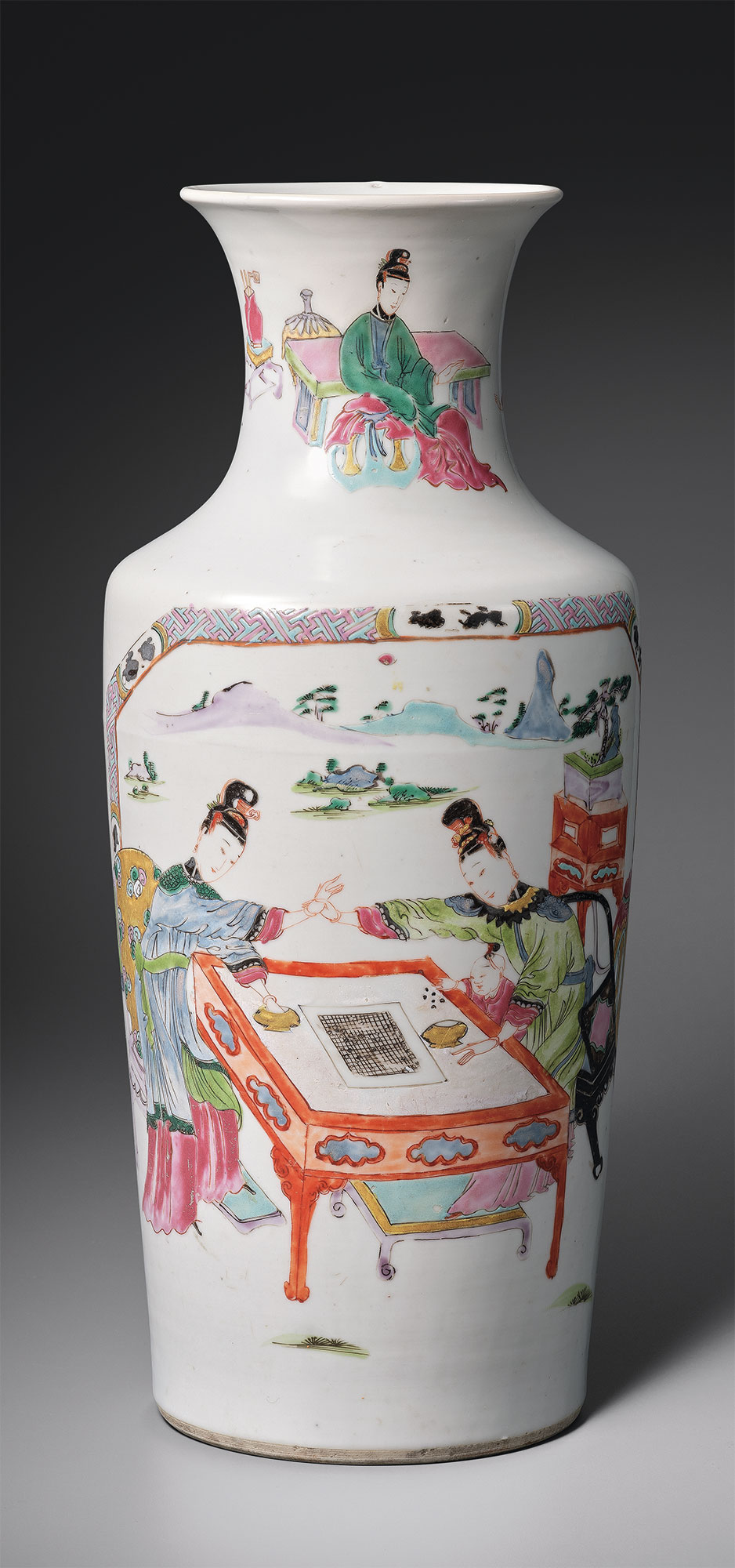 粉彩诗文《耕织图》八棱杯