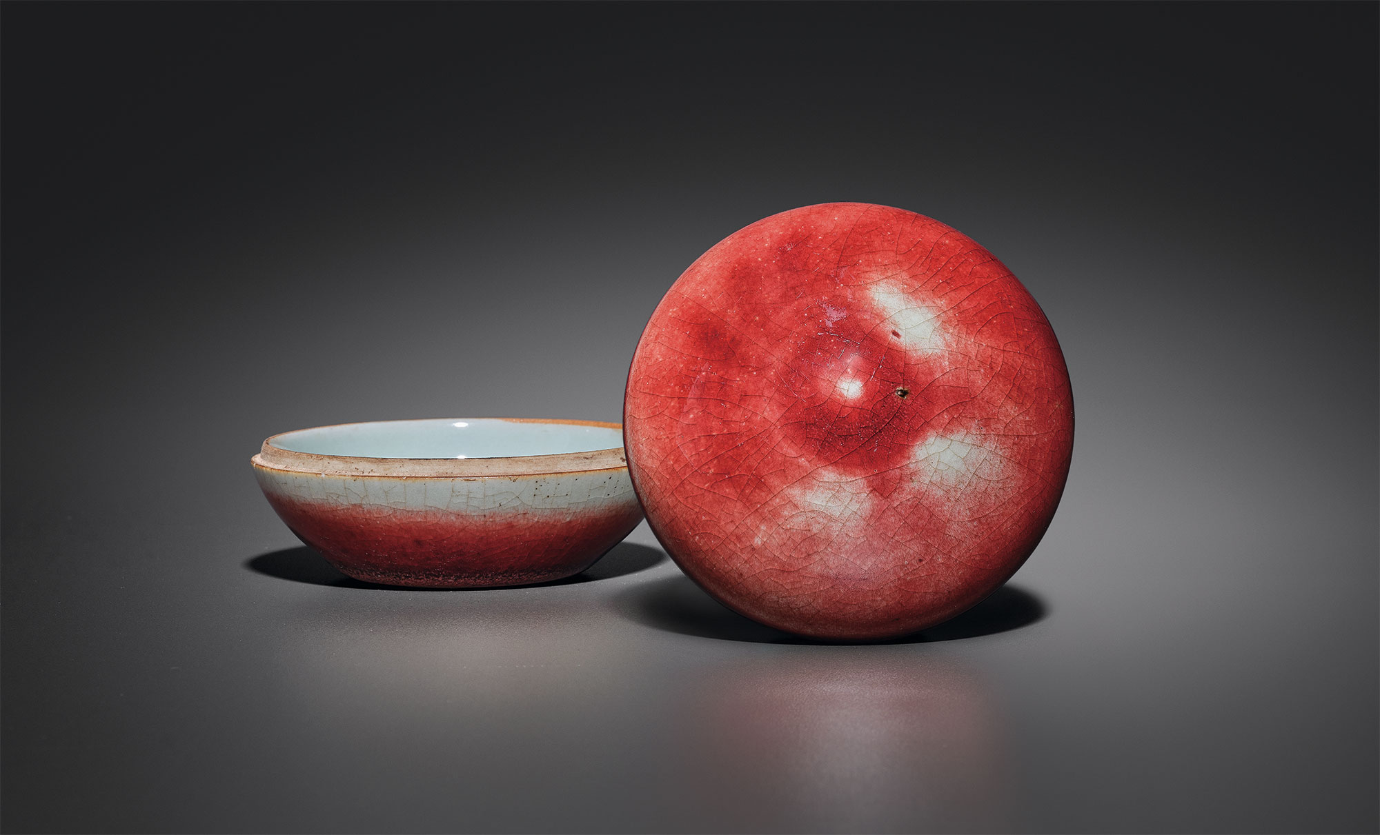 郎窑红釉印泥盒