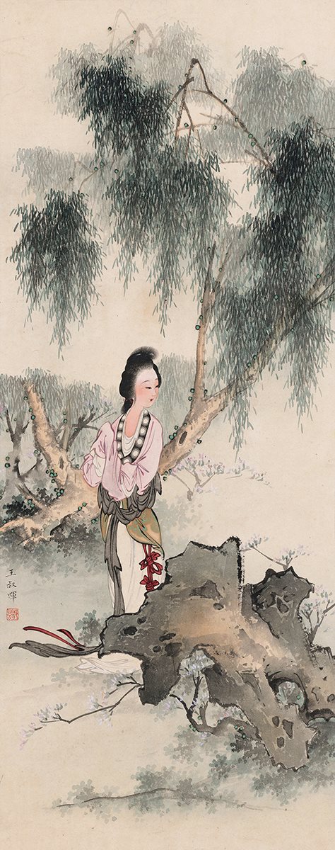 柳荫仕女
