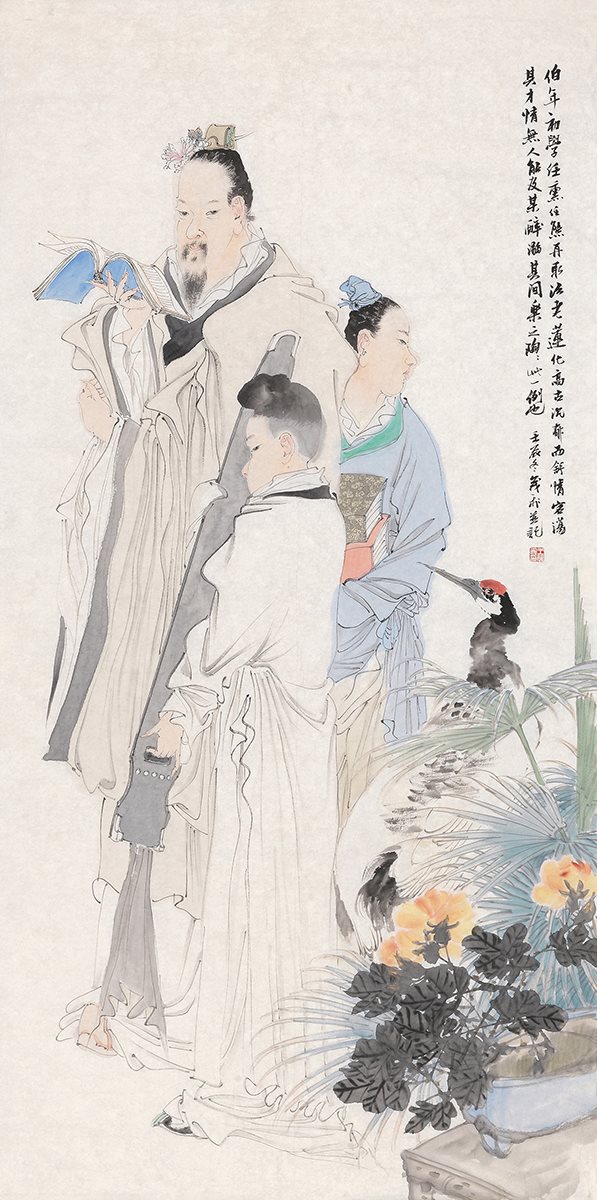 伴鹤读书图