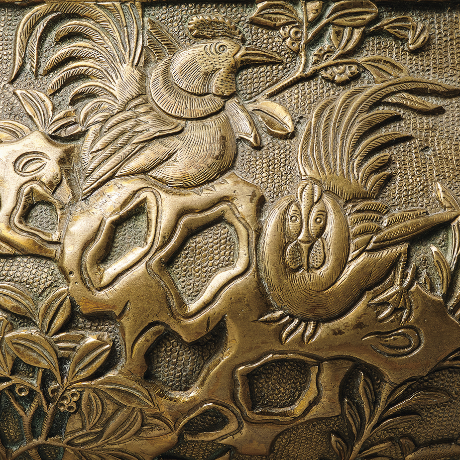 清康熙 铜瑞兽翔凤纹双蚰龙耳大香炉连座