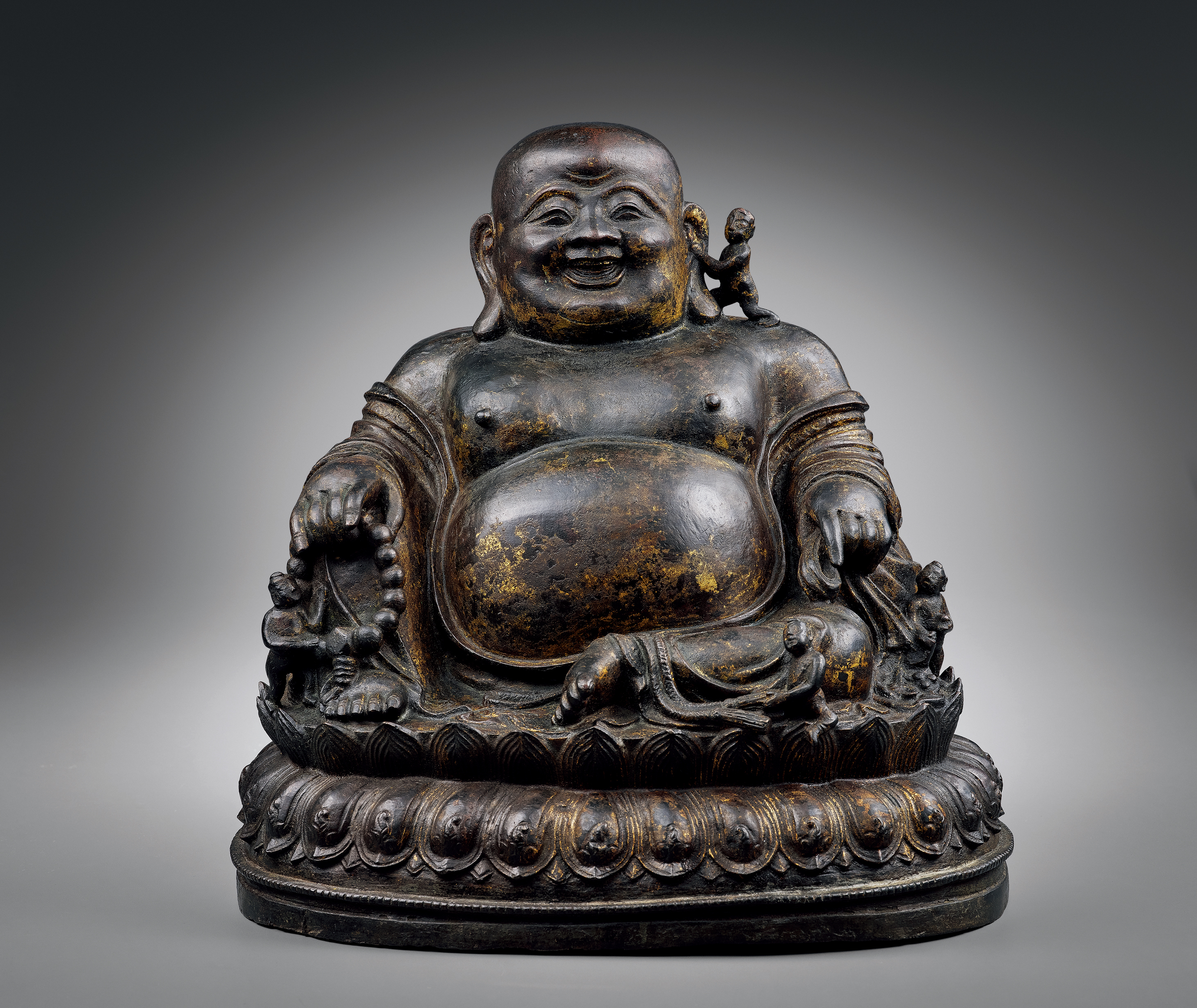 明 童子戏弥勒坐像