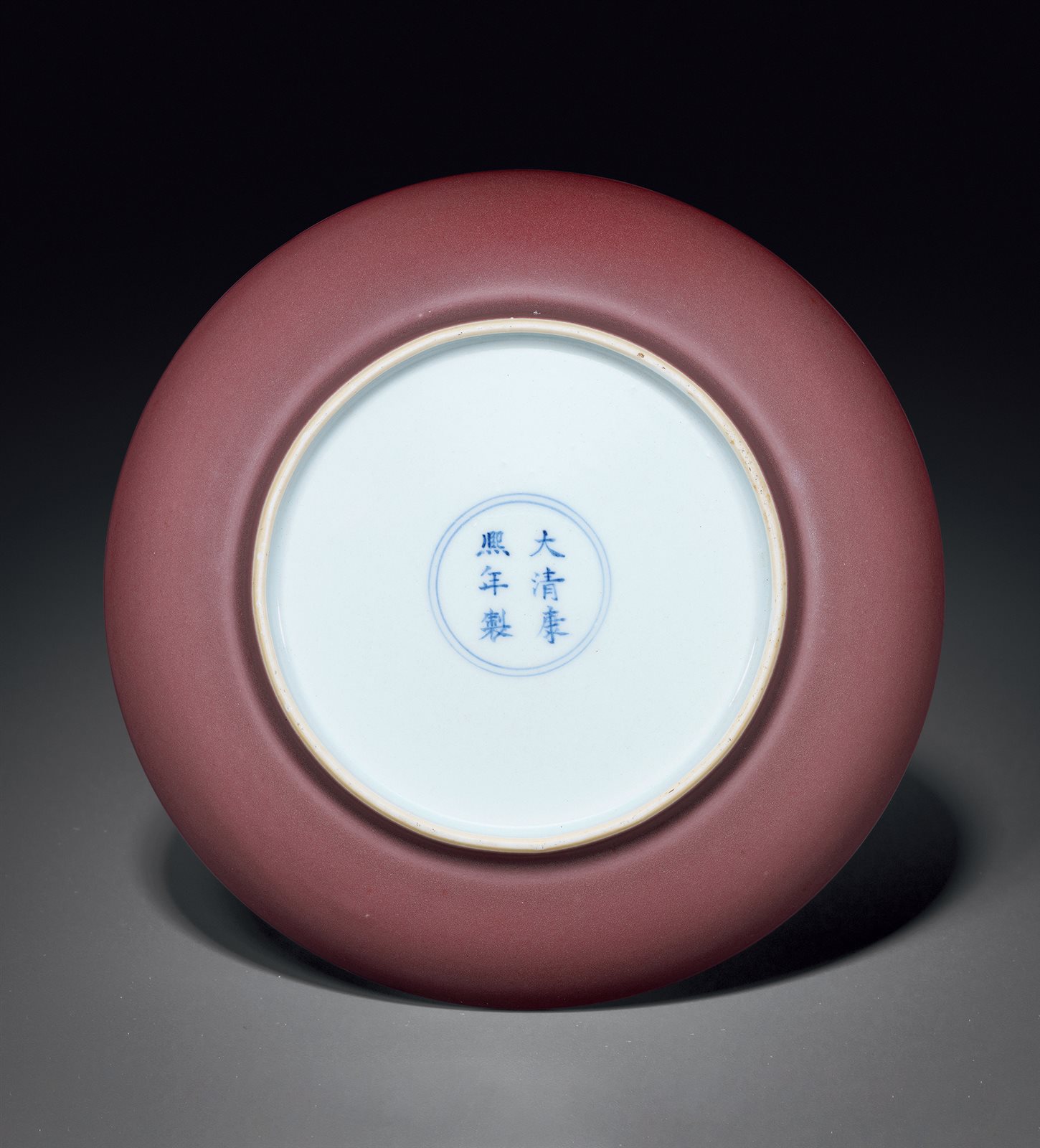 清康熙 霁红釉盘
