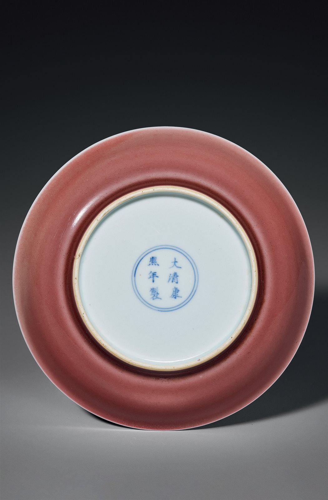 清康熙 霁红釉盘