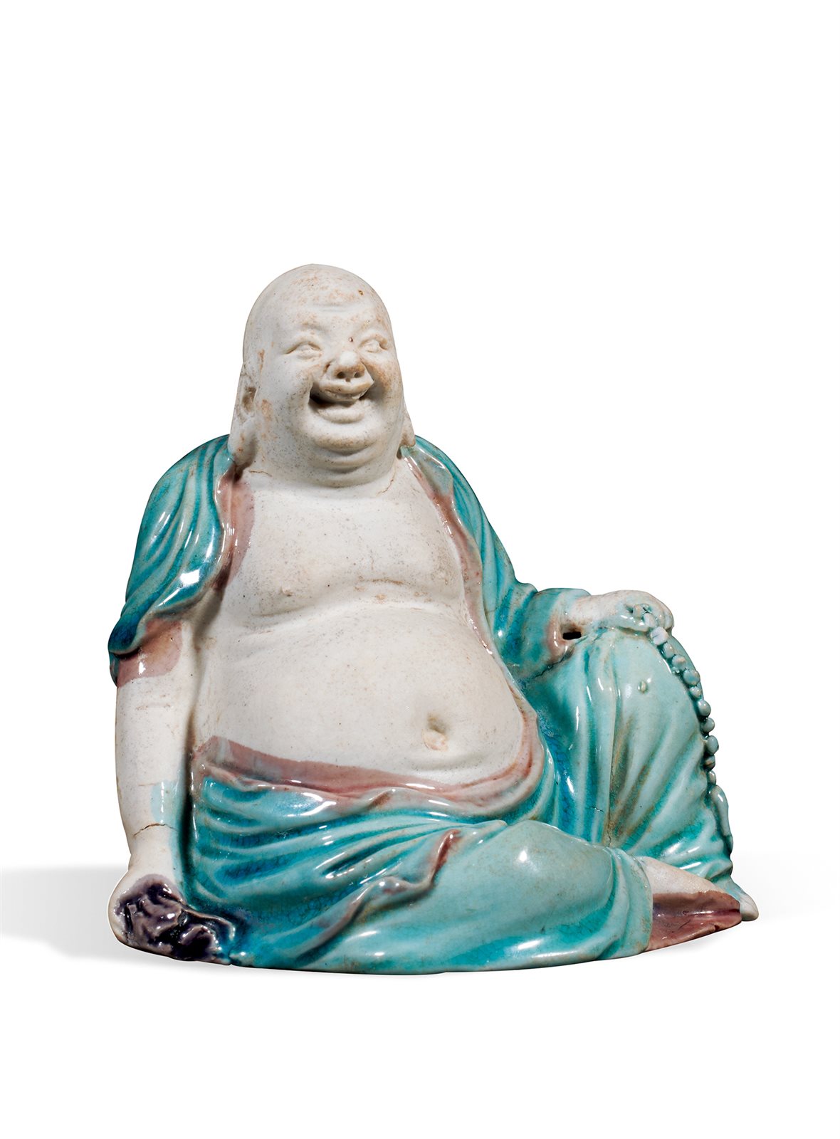 清 素三彩弥勒塑像
