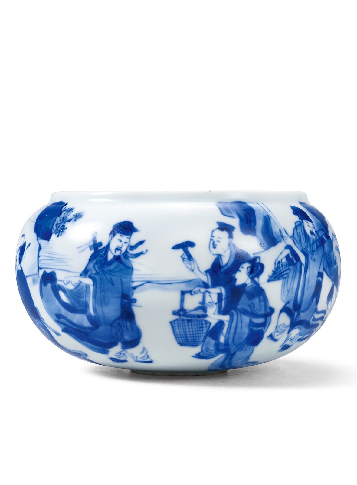清康熙 青花八仙祝寿图钵式炉