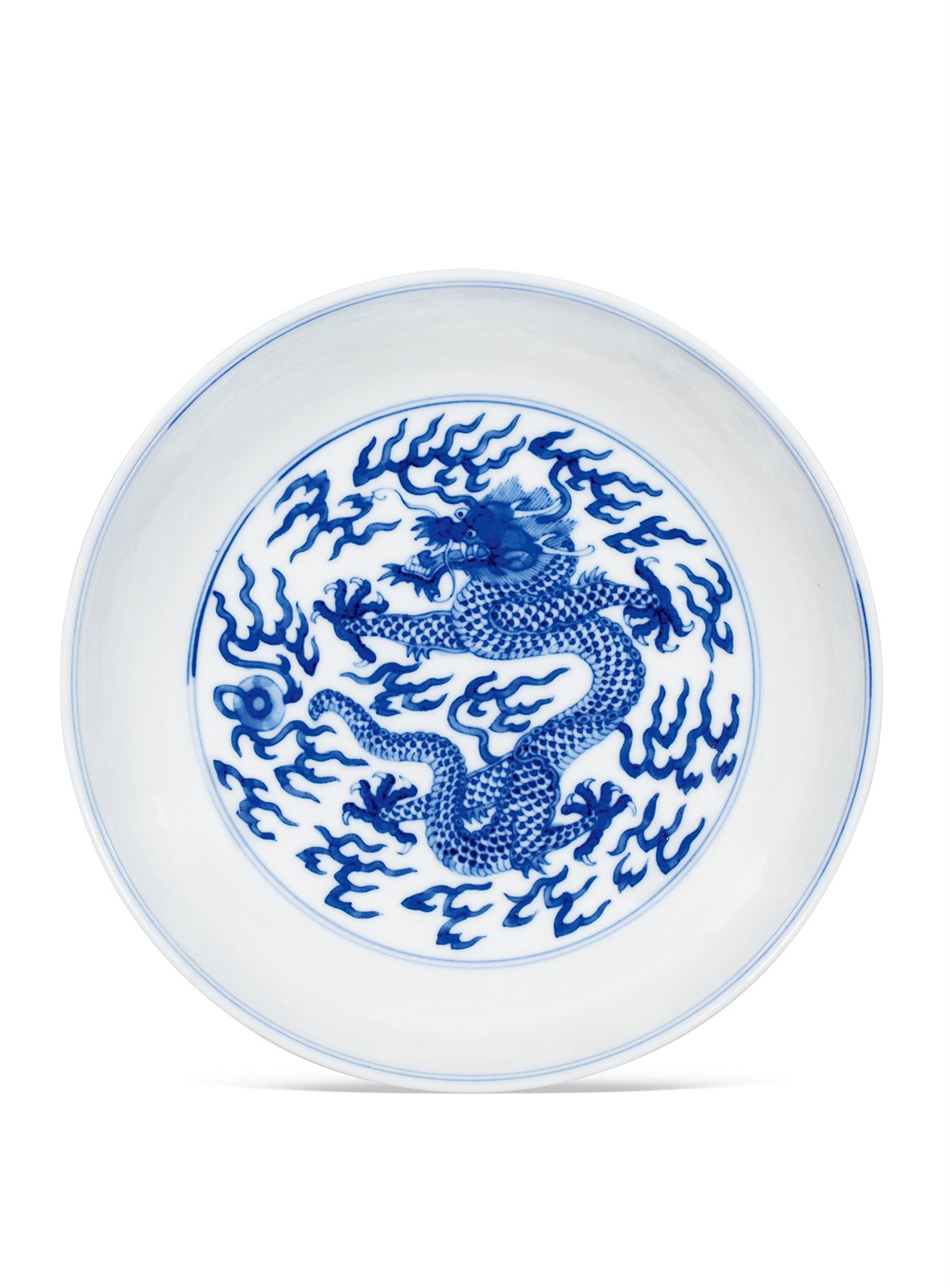 清光绪 青花云龙纹盘