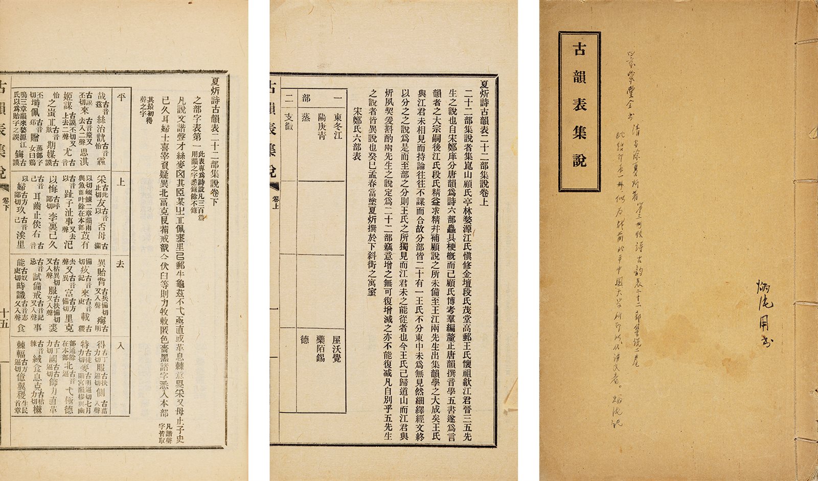 诗古韵表二十二部集说·二卷 民国间北京大学排印本