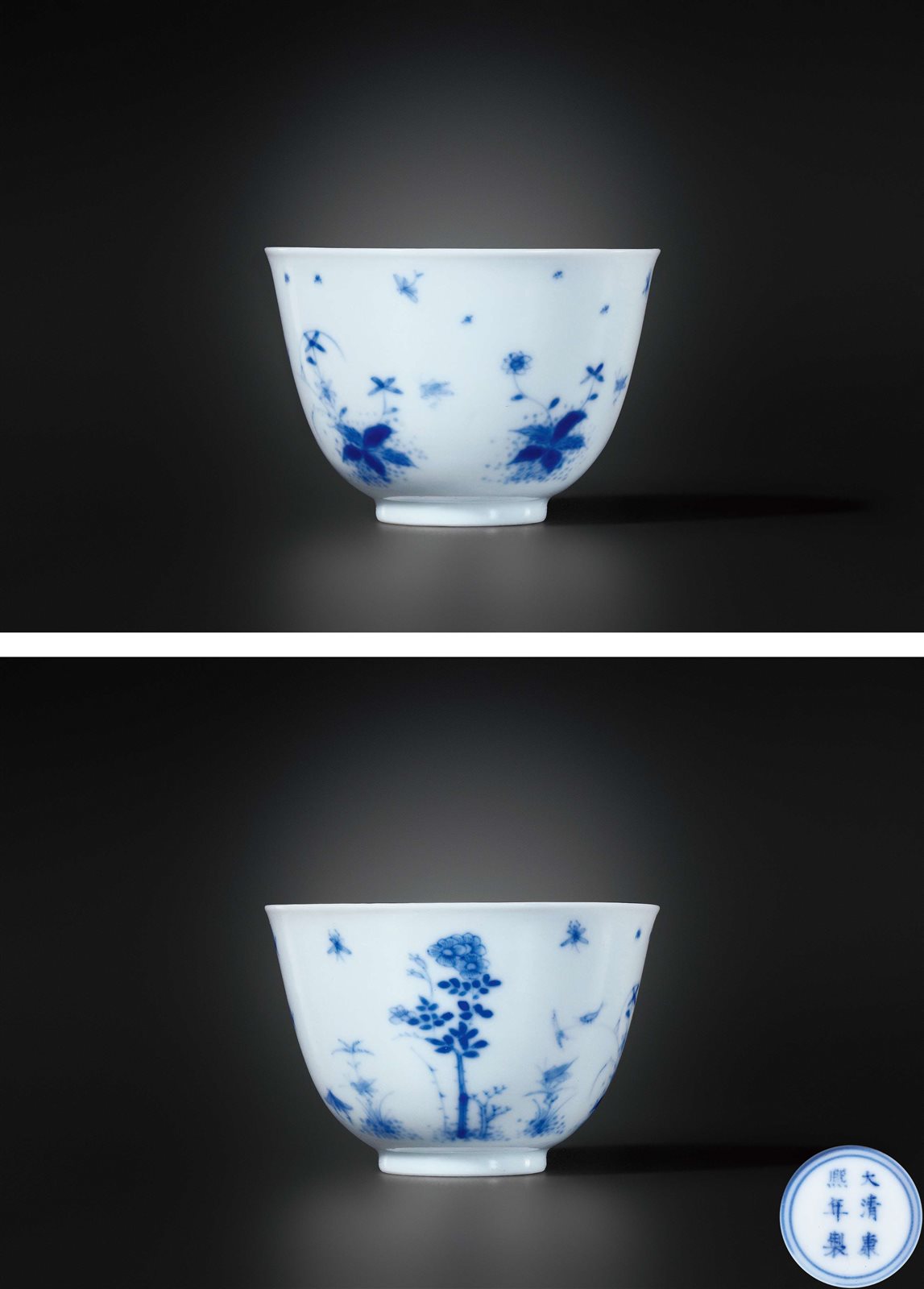 清康熙 青花“飞黄腾达”图杯