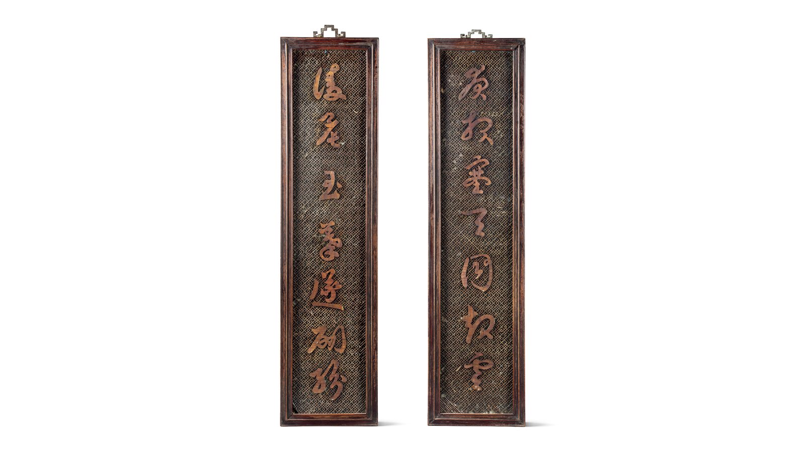 清乾隆 竹黄制御制诗楹联