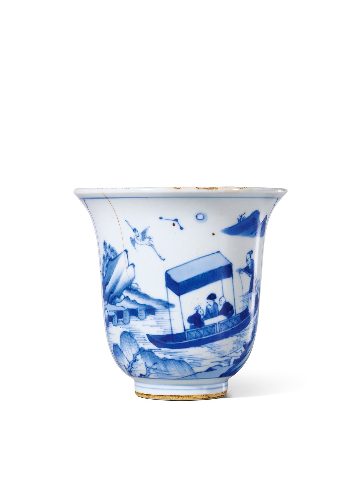 清雍正 青花“赤壁赋”诗文铃铛杯