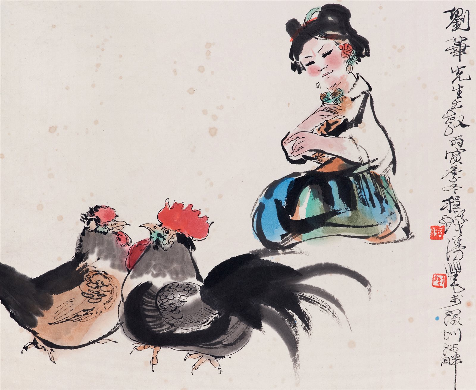 饲鸡图