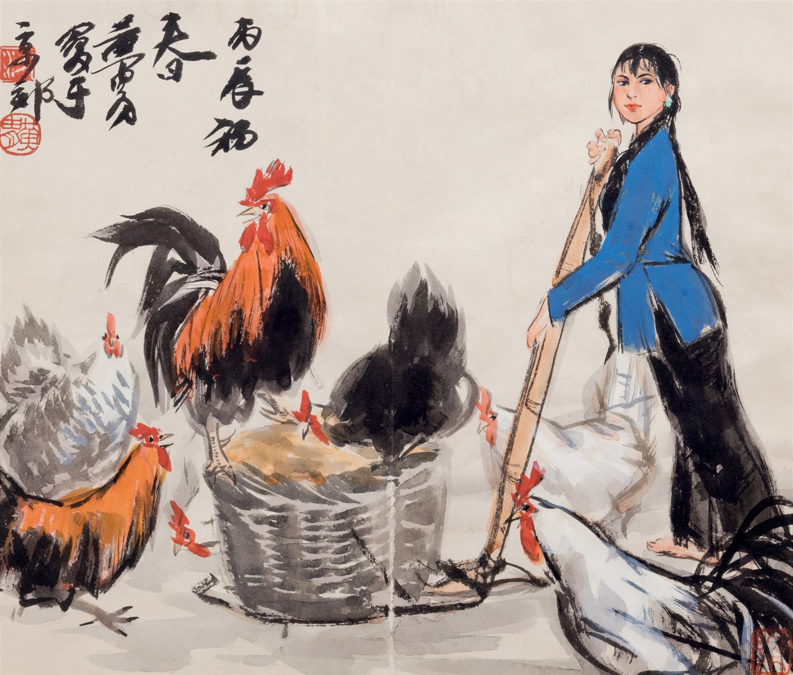 饲鸡图
