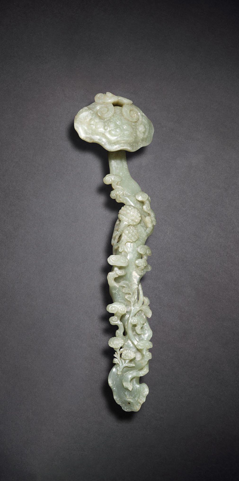 清 青玉灵芝如意