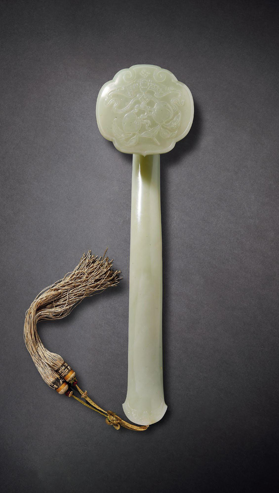 清中期 白玉雕万福庆寿纹如意