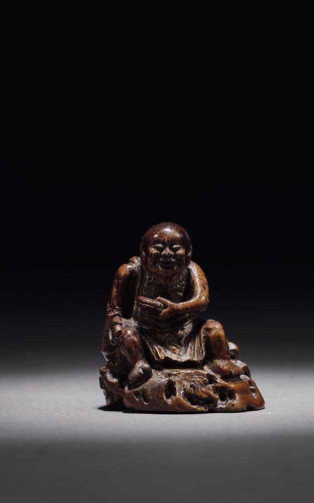 清 竹雕刘海戏金蟾摆件