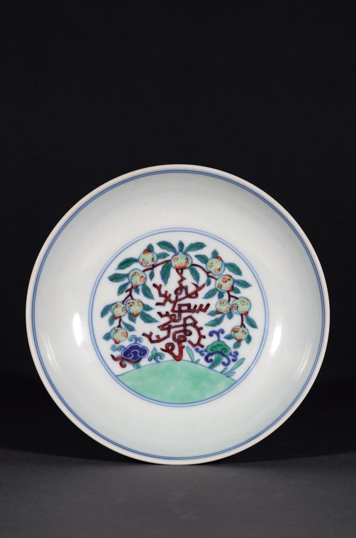 清康熙 斗彩寿字纹盘