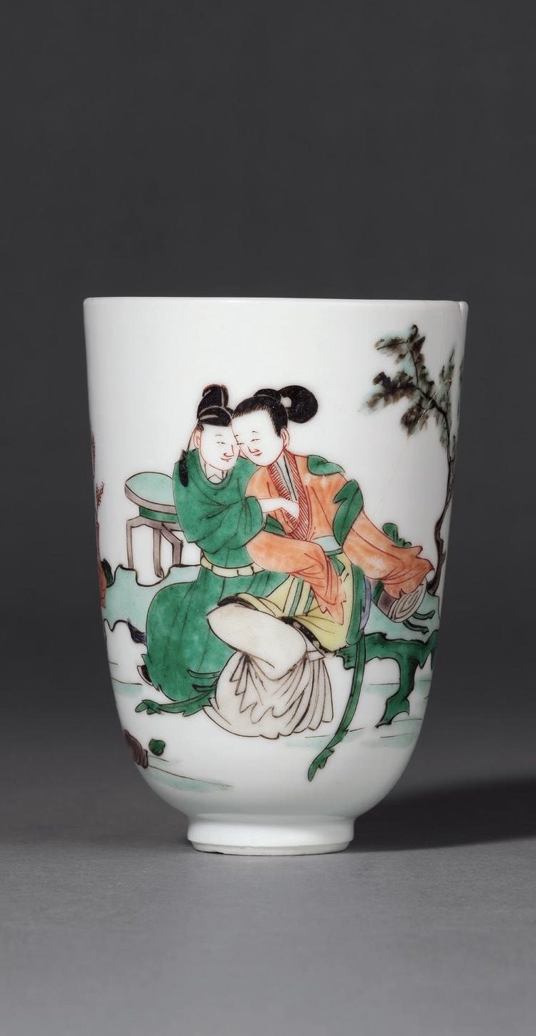 清康熙 五彩人物故事图铃铛杯