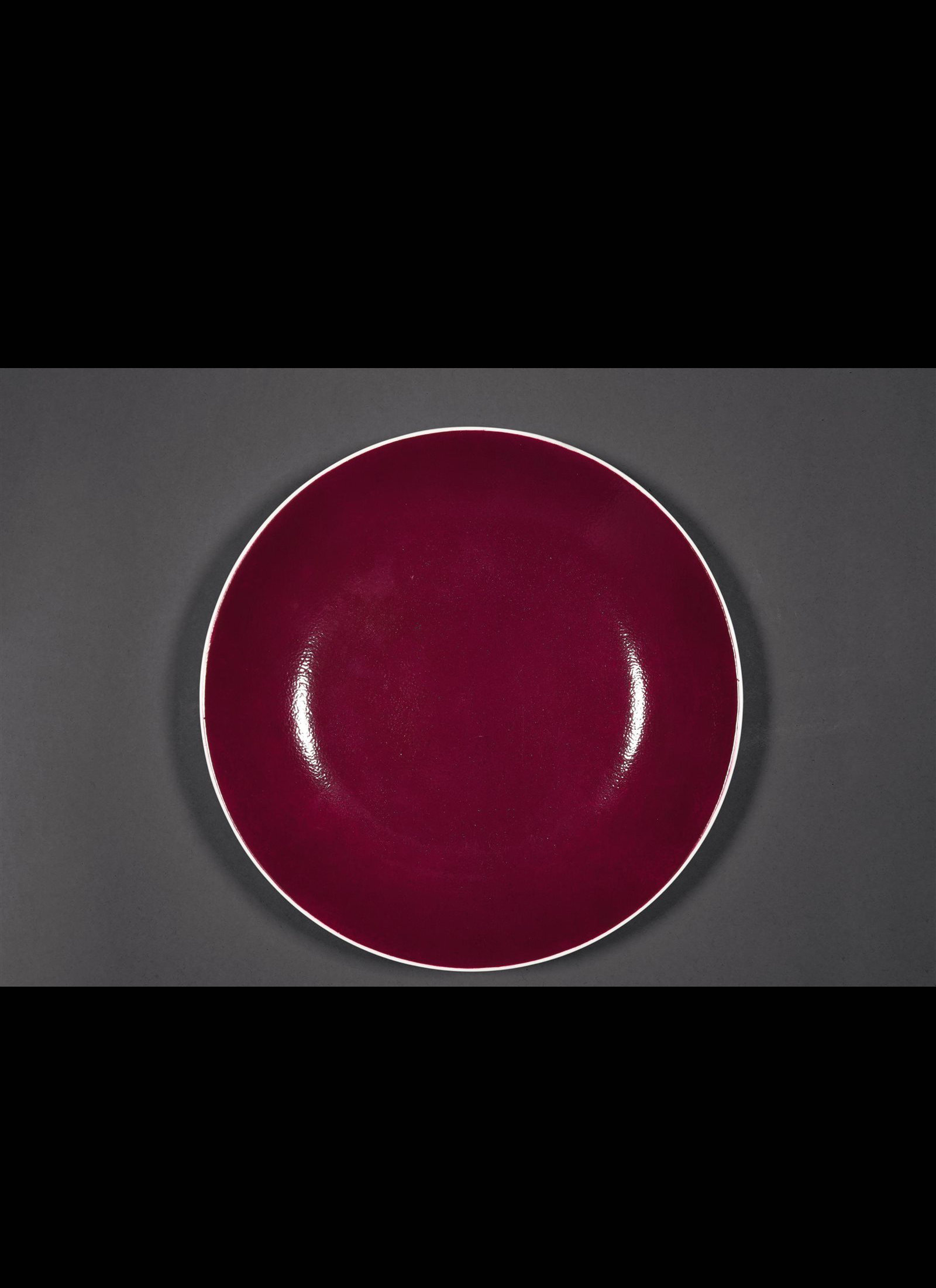 清光绪 胭脂红釉盘