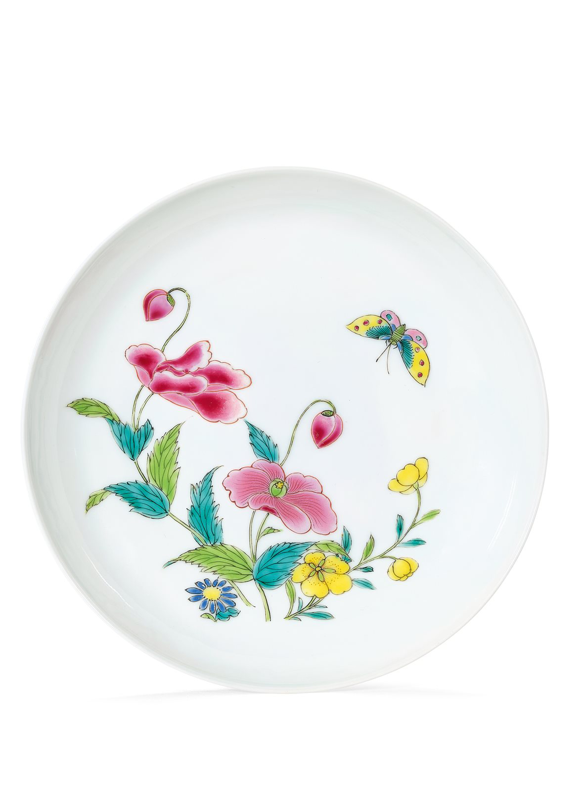 粉彩蝶恋花纹盘