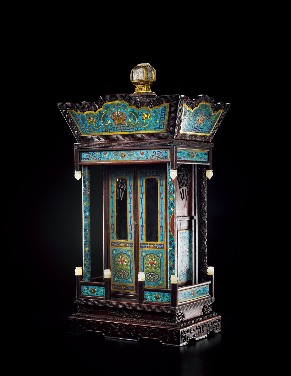 红木嵌珐琅嵌玉佛龛