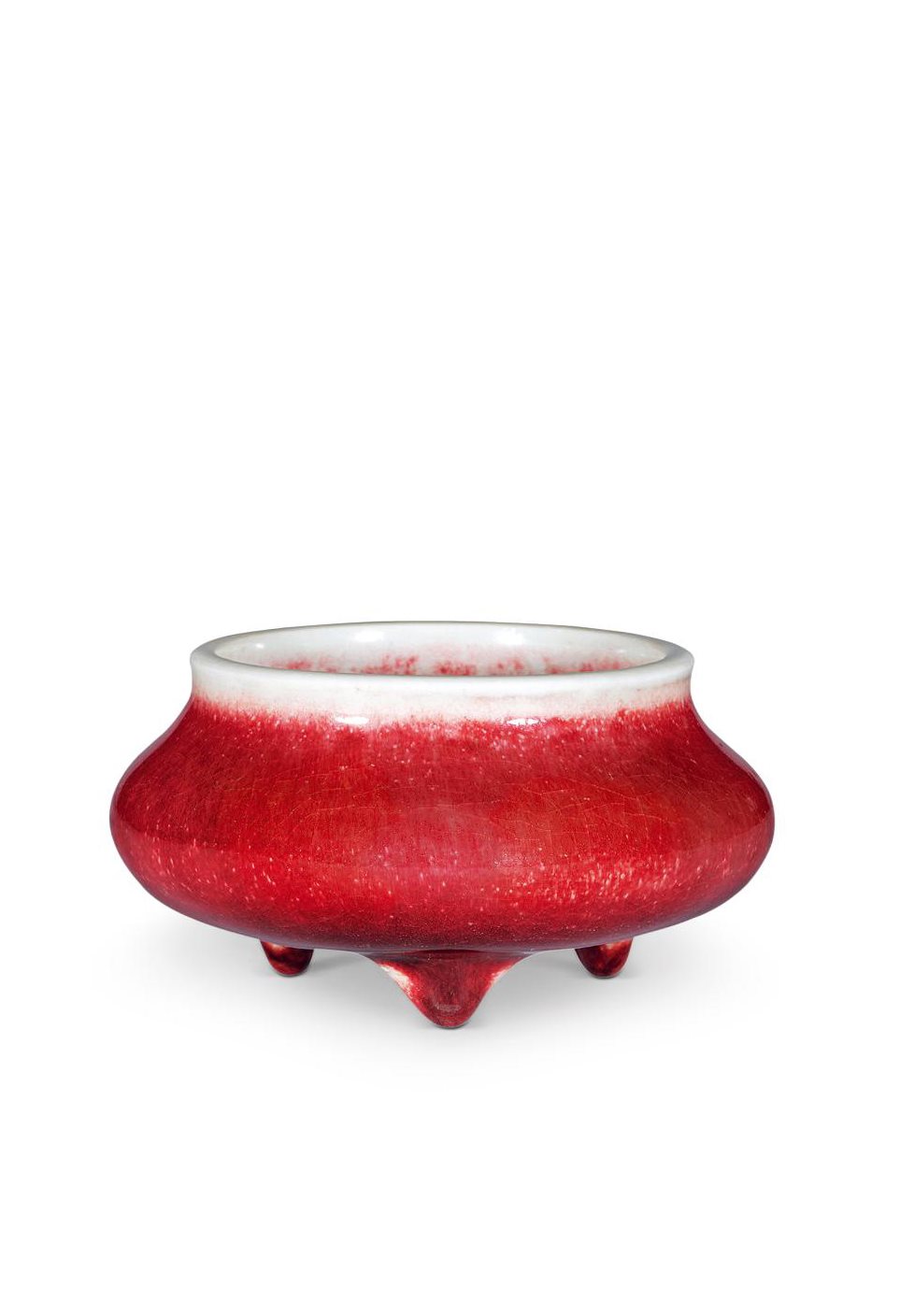 清早期 郎窑红釉三足炉