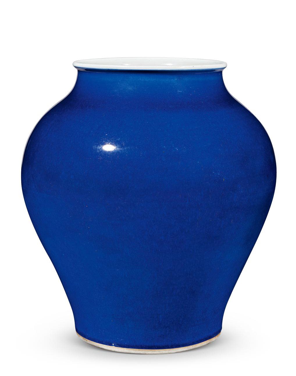 清康熙 霁蓝釉太白罐