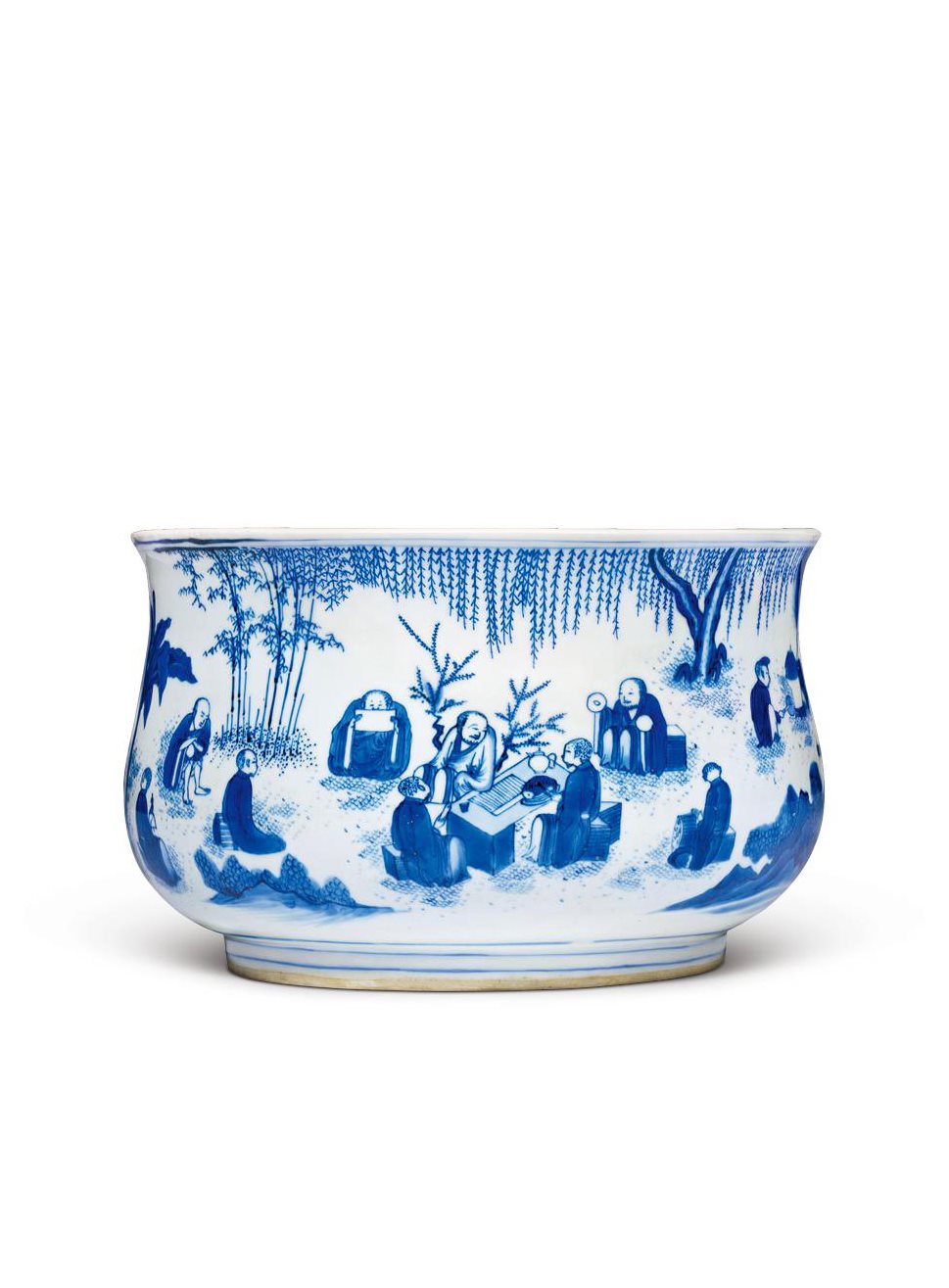 明崇祯 青花十八罗汉钵式大炉