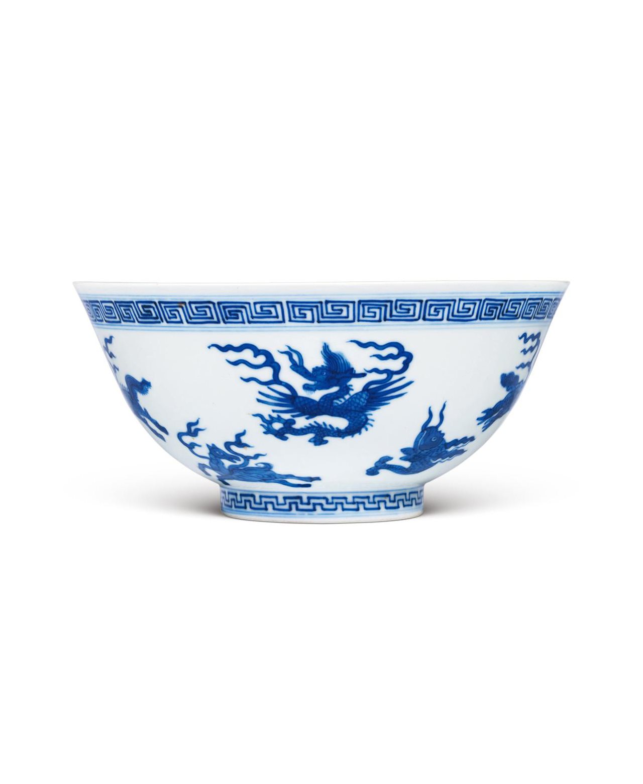 清同治 青花海八怪纹大碗