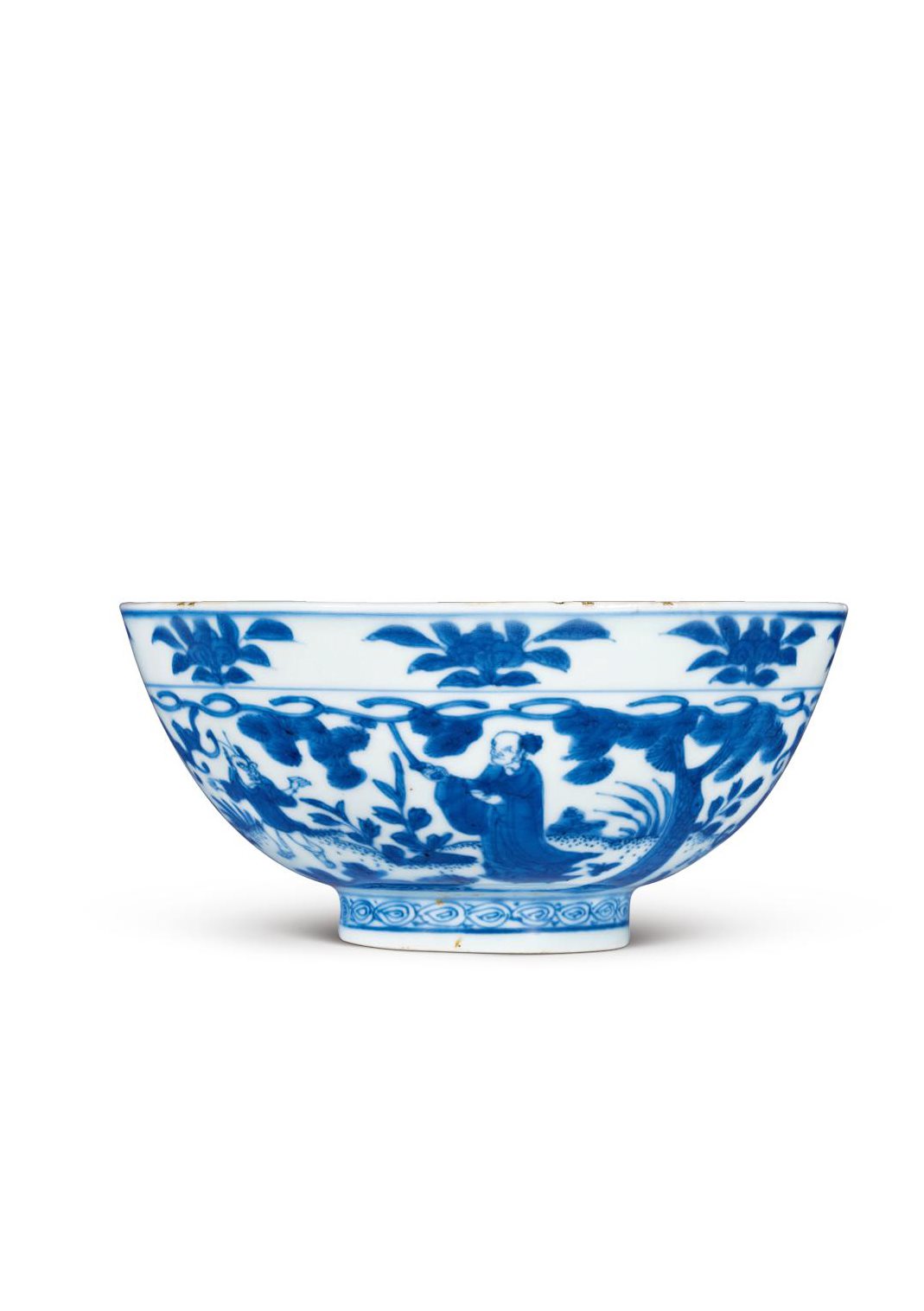 明万历 青花外张天师斩五毒图内团龙纹碗