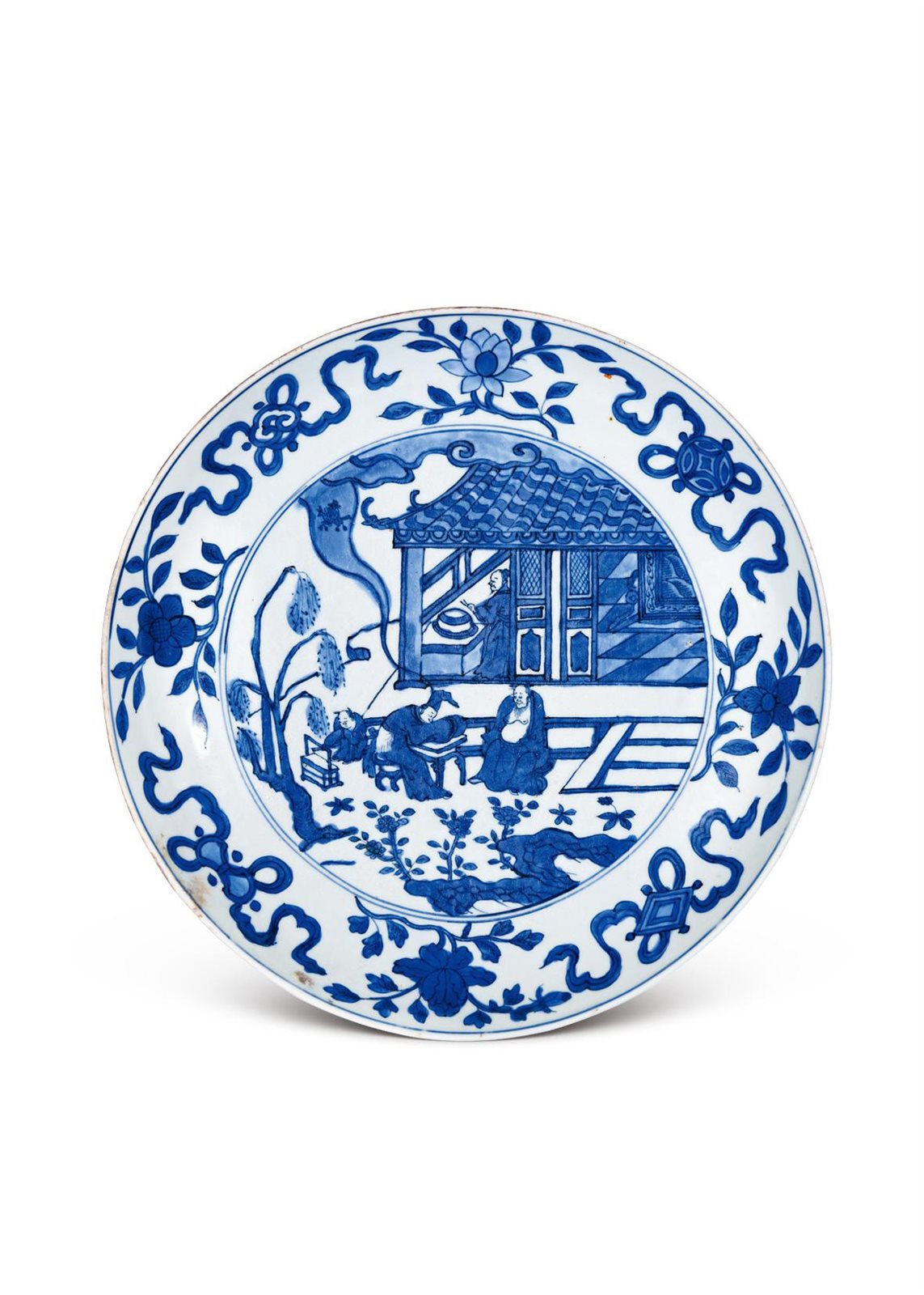 明万历 青花南柯一梦图大盘