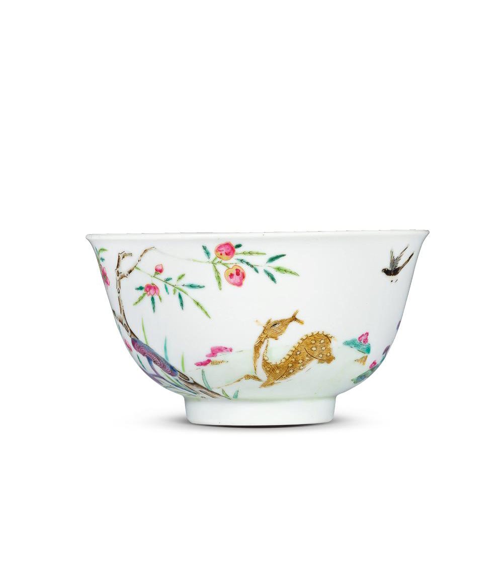 清道光 粉彩福禄寿喜纹茶碗