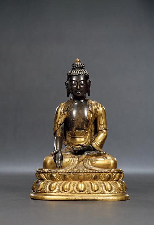 清乾隆 铜鎏金药师佛