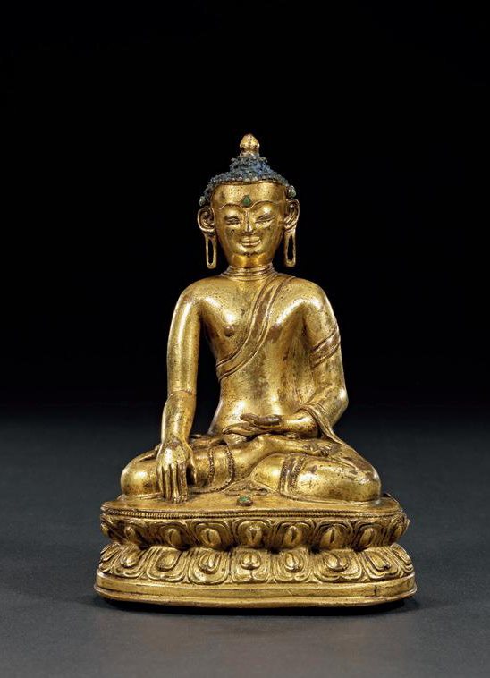 十五世纪 铜鎏金嵌松石释迦牟尼