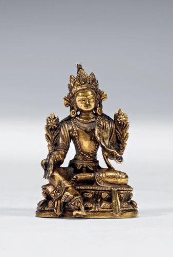 清乾隆 铜鎏金观音