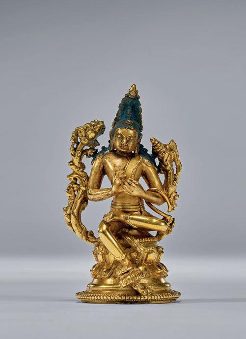 清乾隆 铜鎏金弥勒坐像