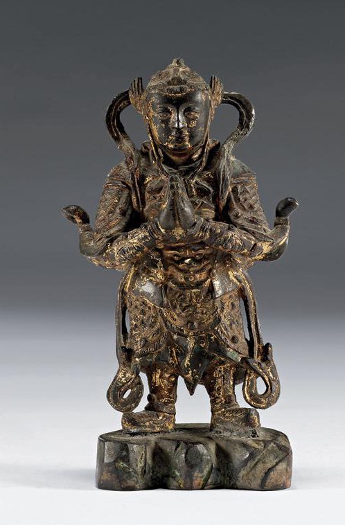 明 铜漆金韦陀像