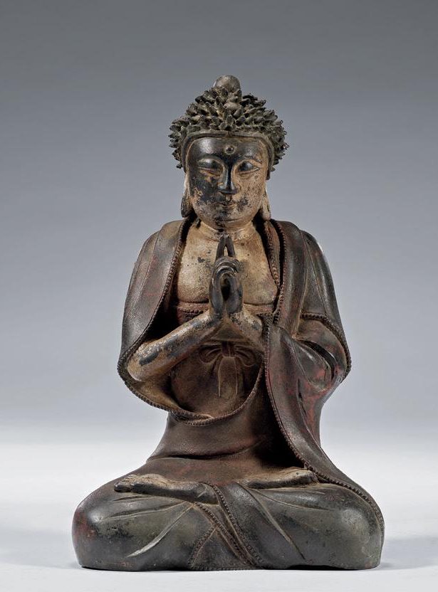 元 铜漆金大日如来像