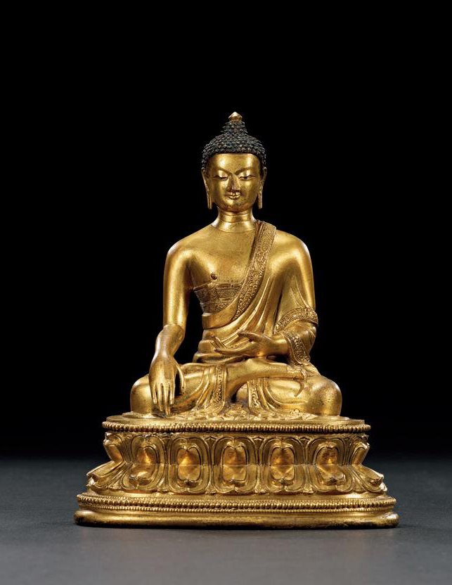 清康熙 铜鎏金释迦牟尼