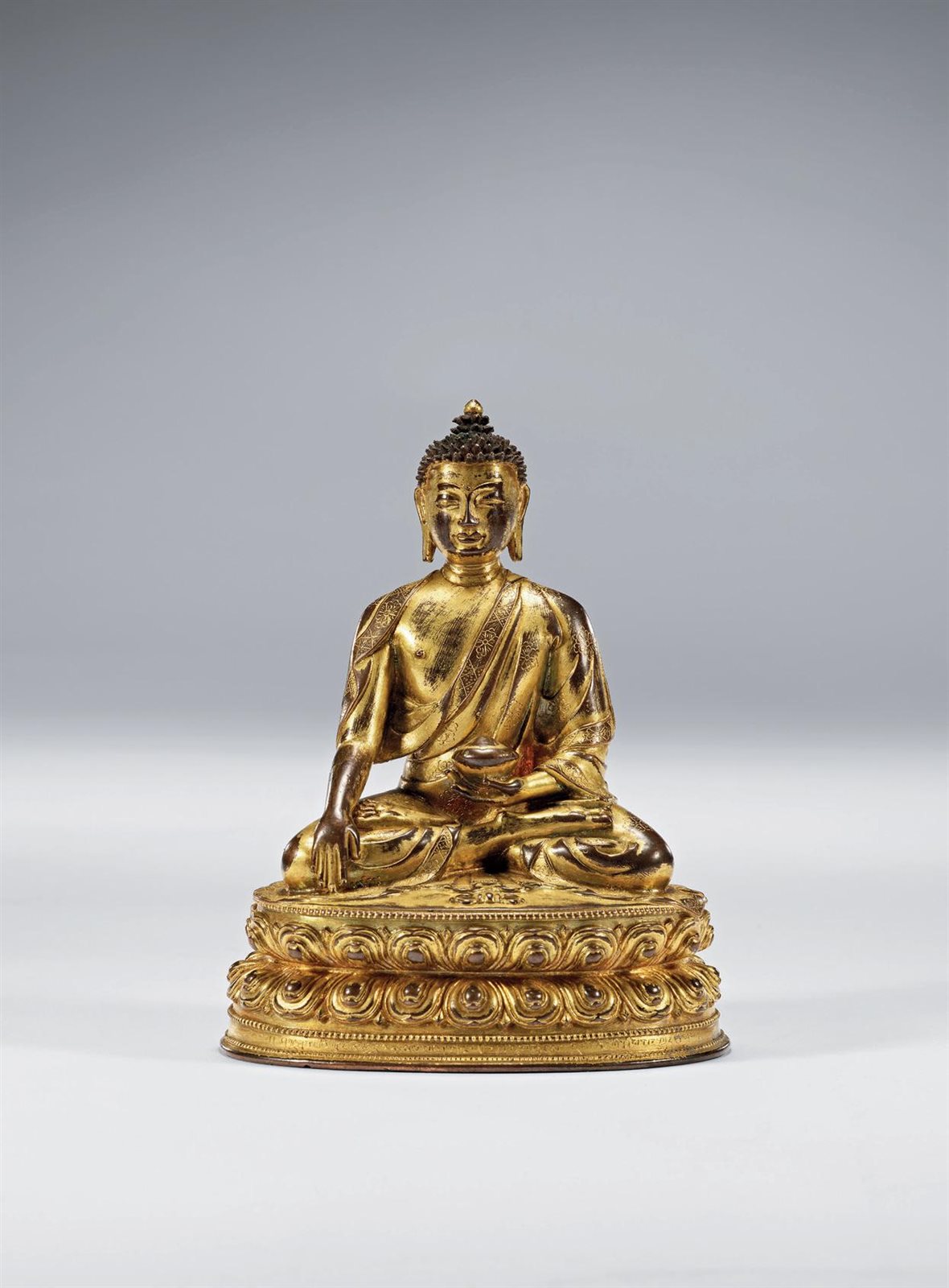 十五至十六世纪 铜鎏金释迦牟尼
